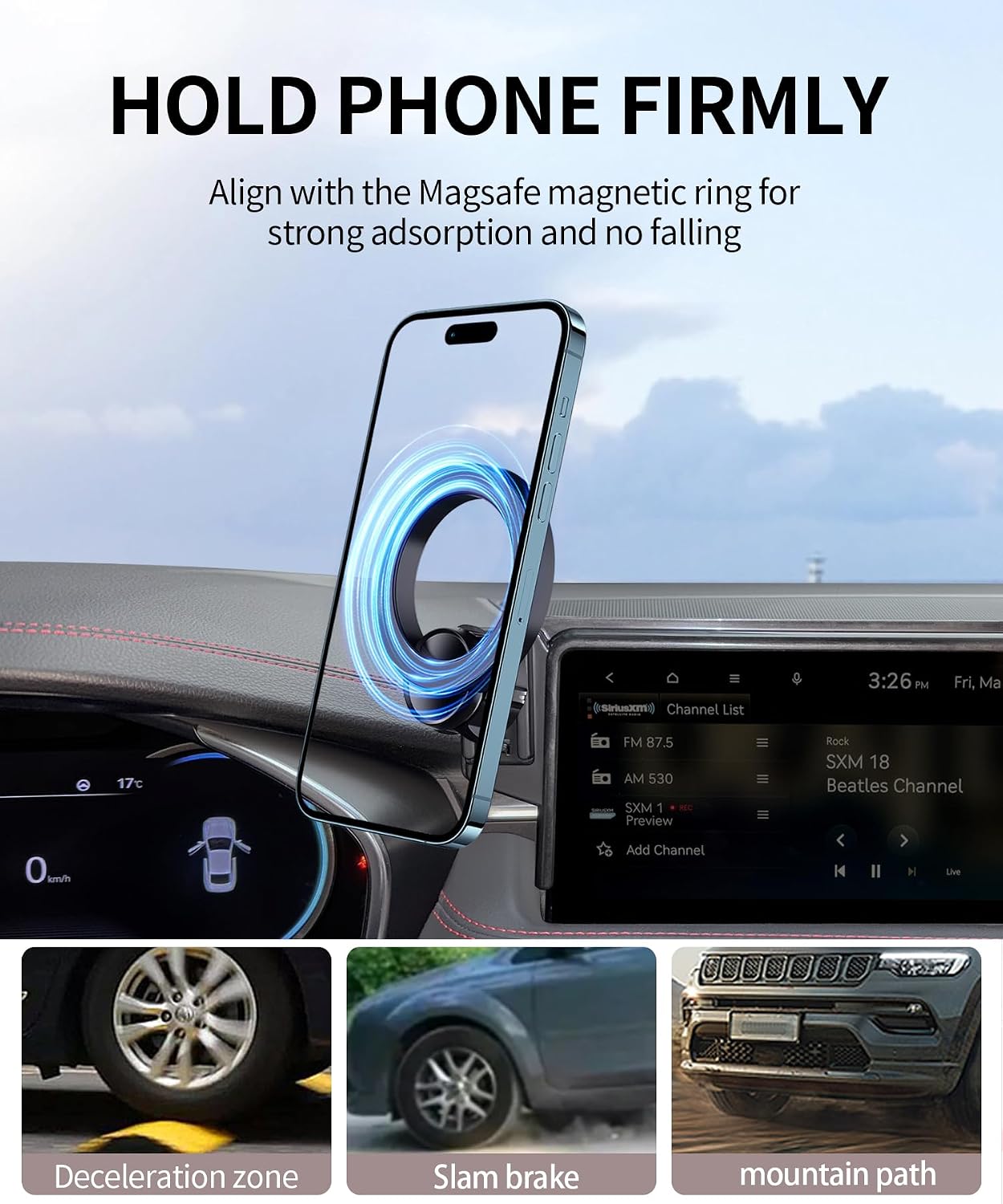 Car Phone Holder for 2022-2025 Genesis G70 Accessories 10.25-Inch Screen Fixed Clip, 360° Rotation Phone Mount Compatible with MagSafe, Cell Phone Holder Does Not Affect Air Vent