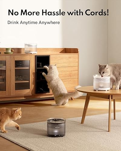 Miniatura 2 de Homerunpet Fuente de agua inalámbrica para gatos, batería de 7800 mAh, tiempo de funcionamiento de 30 días, diseño desmontable fácil de limpiar,