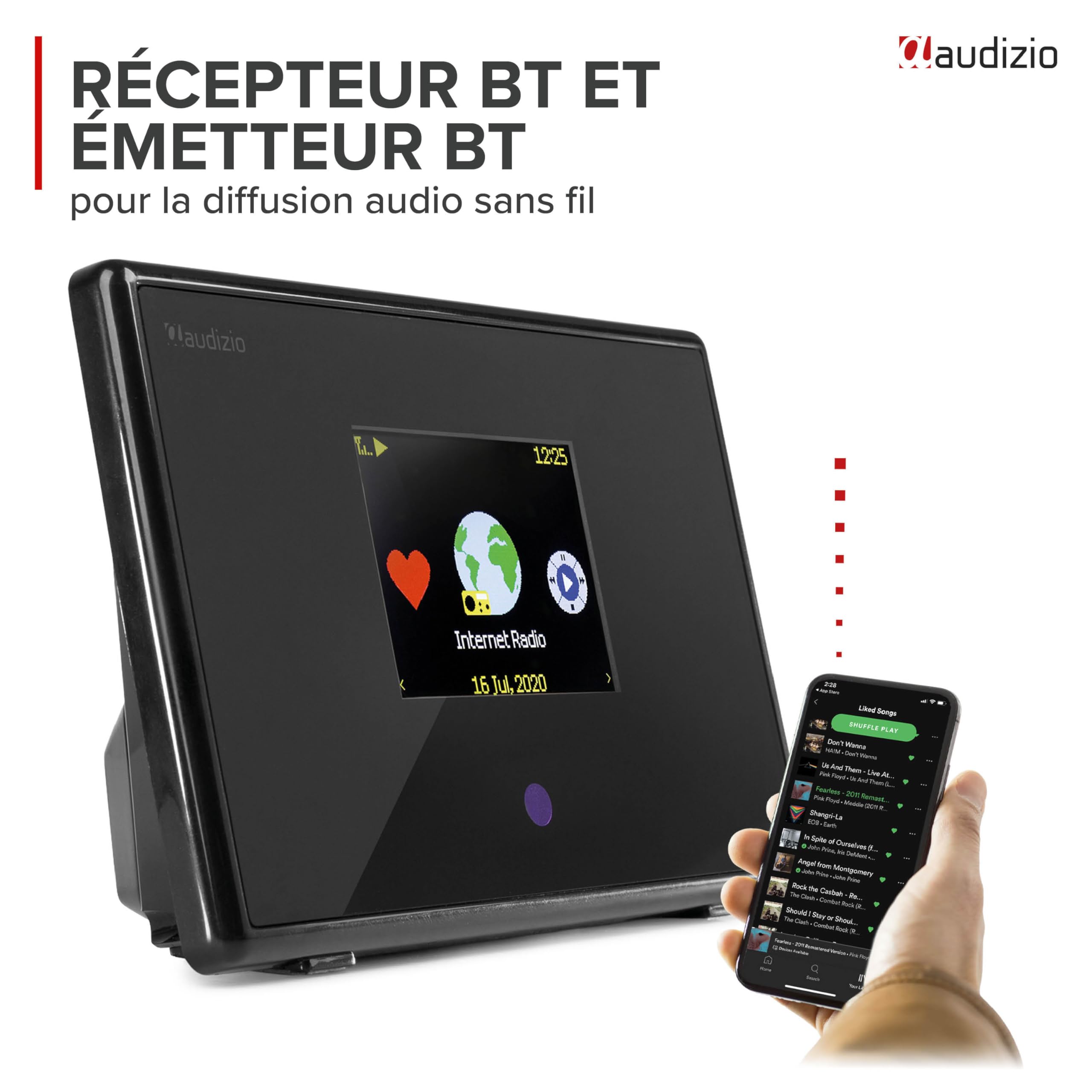 Audizio Turin Tuner Radio Internet WiFi avec Sortie BT sans Fil - Adaptateur Hi-FI pour Écouter la Radio sur Enceintes ou Casque BT - Radio Internet Maison Compacte