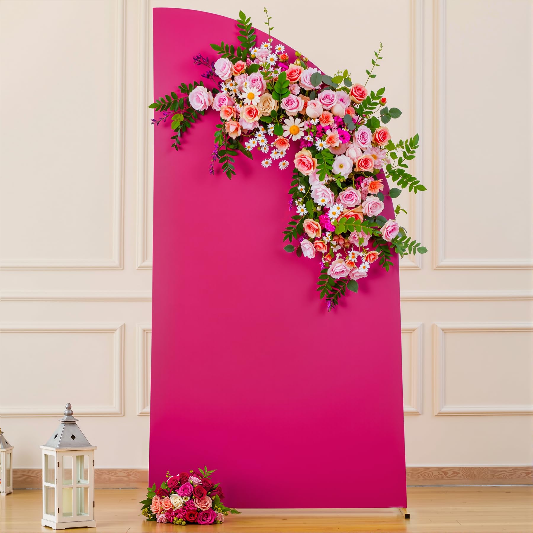Hot Pink Half Moon Arch Covers Wedding Arch Backdrop Cover for Weddings Birthday Parties Baby Showers Events – 6ft Hot Pink Half Arch Fabric Cover Set