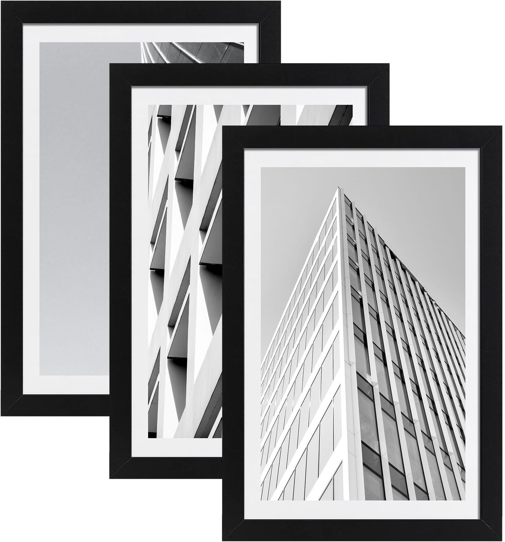 ELSKER&HOME 27x40 Poster Frame Black 3 Pack, Display 24 x 36 Pictures with Mat or 27 x 40 Poster Without Mat, Include 3 Wall Art Prints, Horizontal and Vertical Wall Mounting