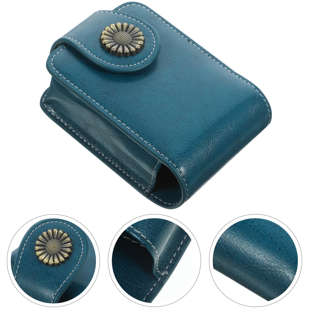 POPETPOP Lipstick Bag with Mirror Portable Pu Leather Makeup Case Mini Cosmetic Organizer for Women Travel Parties Weddings 4.3X3.1X1.2 Inch - Image 2