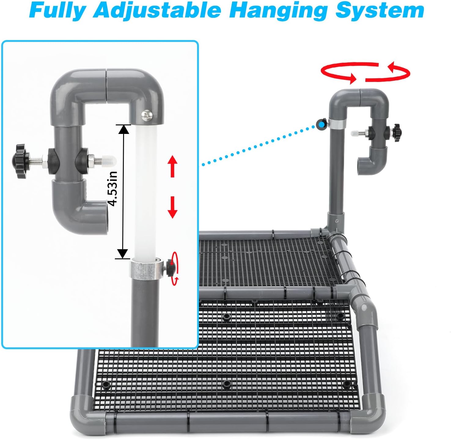 SKARUS Large Turtle Basking Platform for 55-150 Gallon Tanks, Tank-Mounted Aquarium Dock with Dual Hanging Arms (1.2" Rim Gap), Extensible Height & Non-Slip Ramp for Aquatic Reptiles