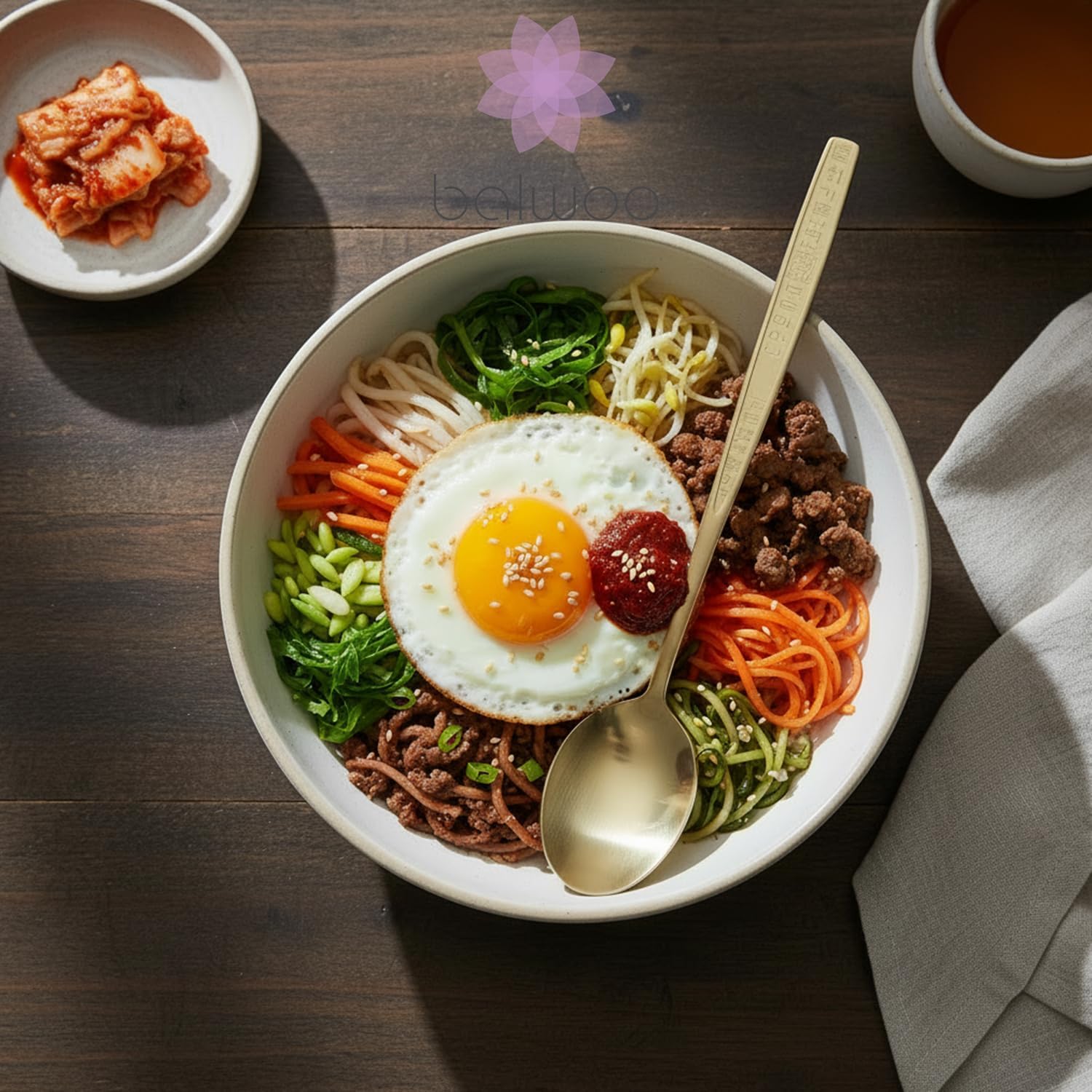 Hangeul Korean Alphabet Spoon Chopsticks Set 304 Stainless Titanium Plating Steel Soup Spoon Ramen Chopsticks Flatware (2)