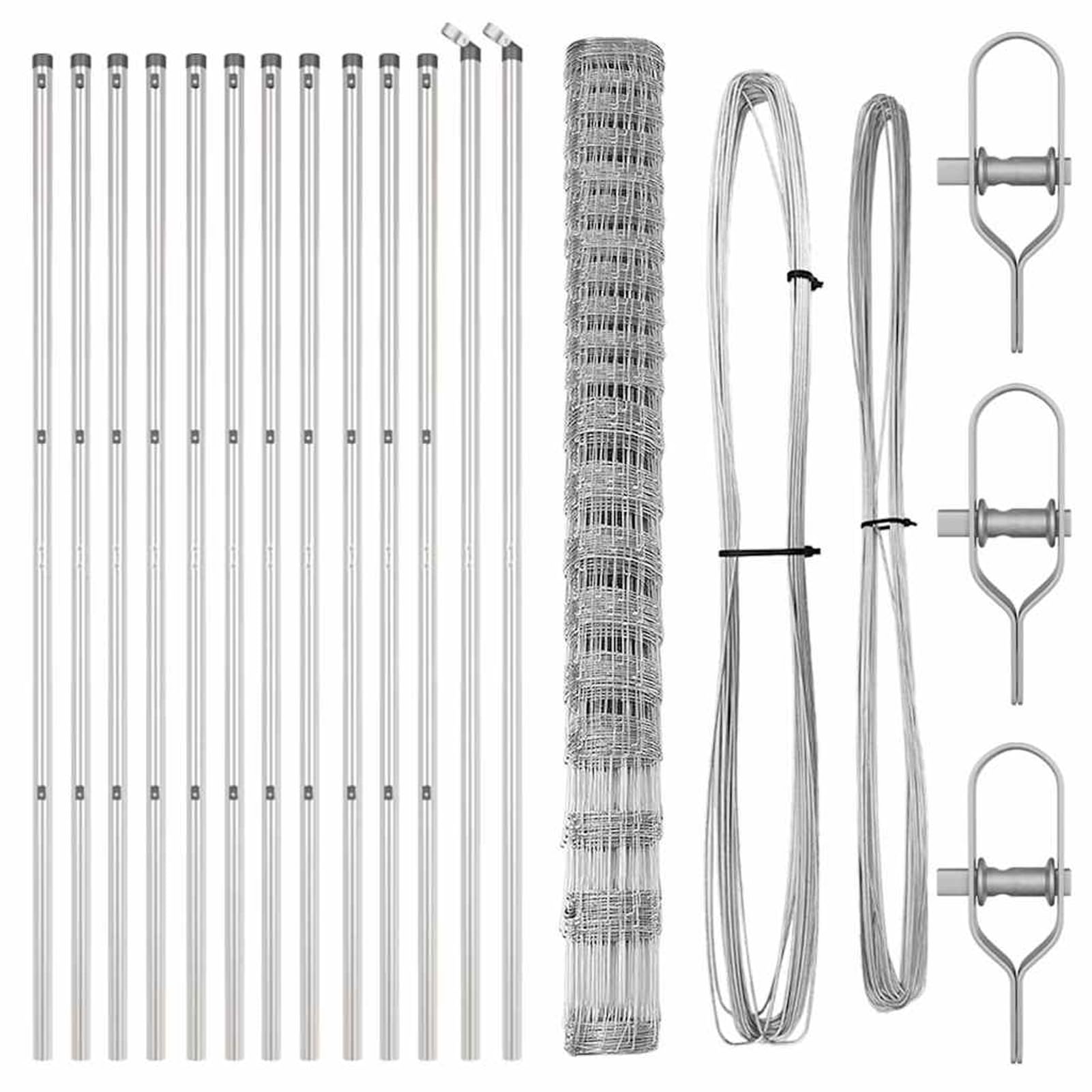 Gecheer Poste de Cerca de Acero Galvanizado para Exterior, Juego de Postes Rectangulares Modernos, Resistente a la Intemperie, Ideal para Jardín y Terraza, Fácil Mantenimiento, Plateado, 25x1.6m