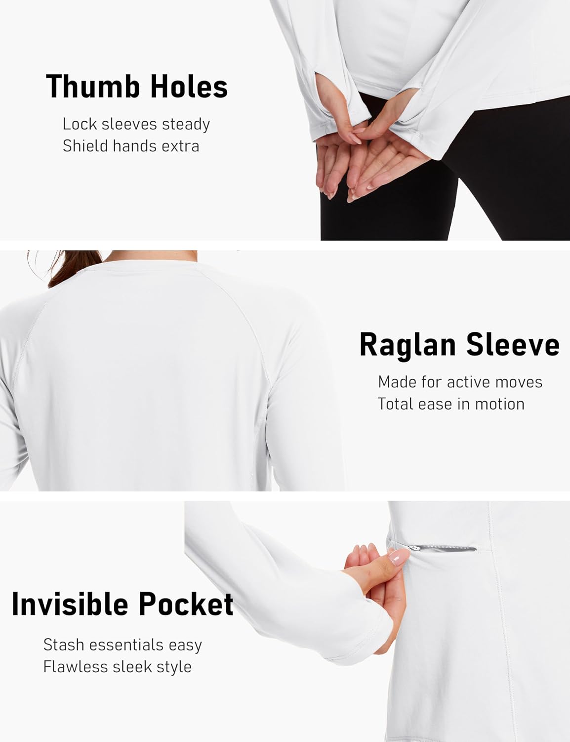 TACVASEN Sun Shirt Women Long Sleeve Athletic Yoga UPF 50+ Tops with Thumb Holes Quick Dry UV Protection Running Shirts