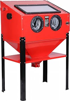 220L Heavy-Duty Media Blasting Cabinet   Sand & Shot Blaster with Abrasive Grit System and LED Work Light