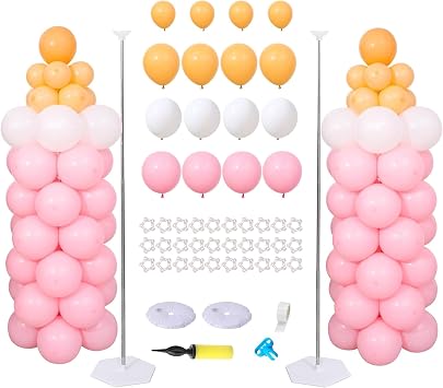 Baby Milk Bottle Balloons Column Stand Kit 2 Sets,Adjustable Metal Pillars with 140Pcs Latex Balloons as Milk Bottle Decoration for Baby Shower Party Supplies