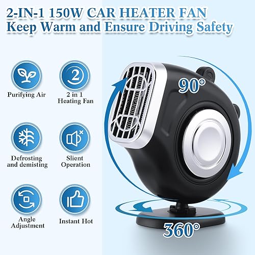 Miniatura 3 de 3 piezas 12v 150w calentador de coche que se conecta al encendedor de cigarrillos 2 en 1 calentador de coche portátil y descongelador 12v calentador