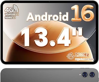 TECLAST Tablet 13.4 Inch, T65 Android 16 Tablet, 26GB RAM 128GB ROM(TF 1TB), 8000mAh, 2.4G/5G WiFi,1920×1200 IPS, Quad-Core Large Tablets, 5+13MP, BT5.0 – Metal