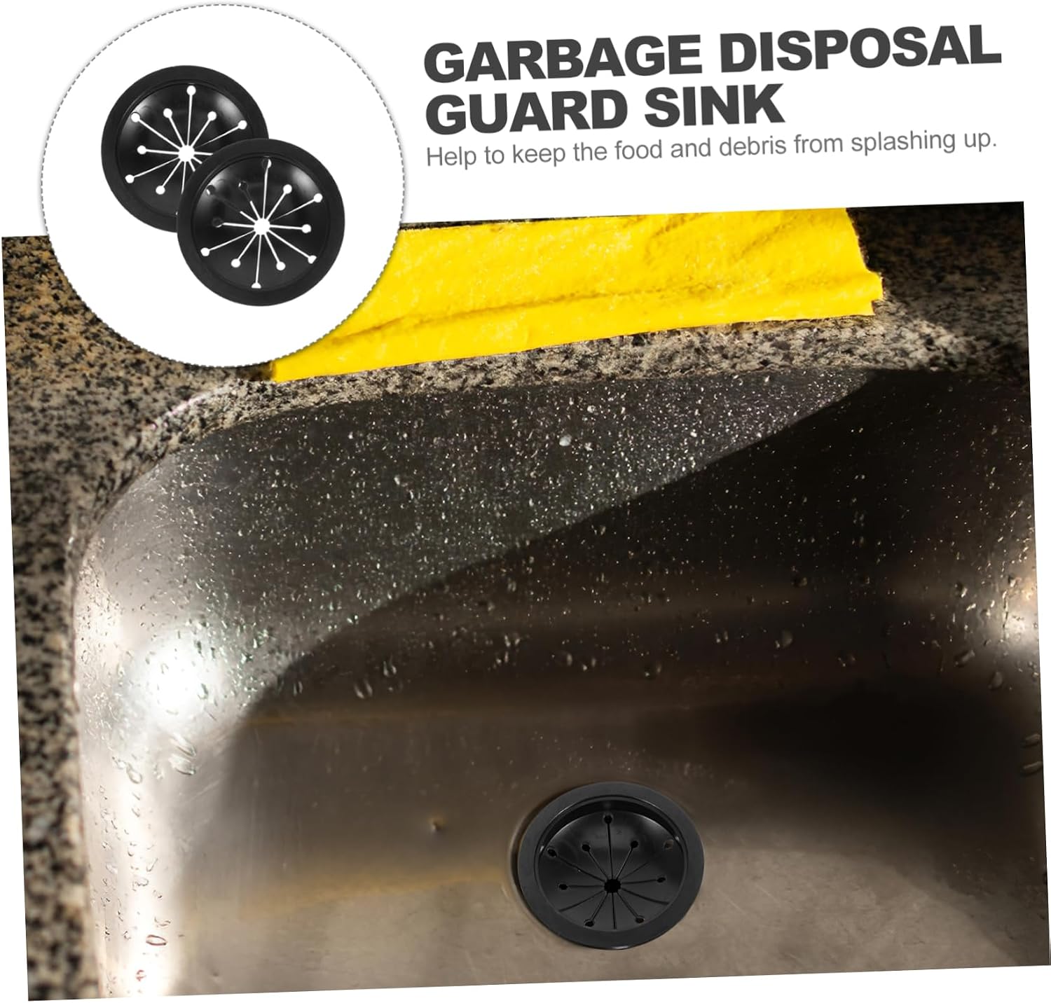 2Pcs Black Garbage Disposal Replacement Guard Food Disposer Sink to Prevent Splashing Easy to Install and Clean for Kitchen Waste Management
