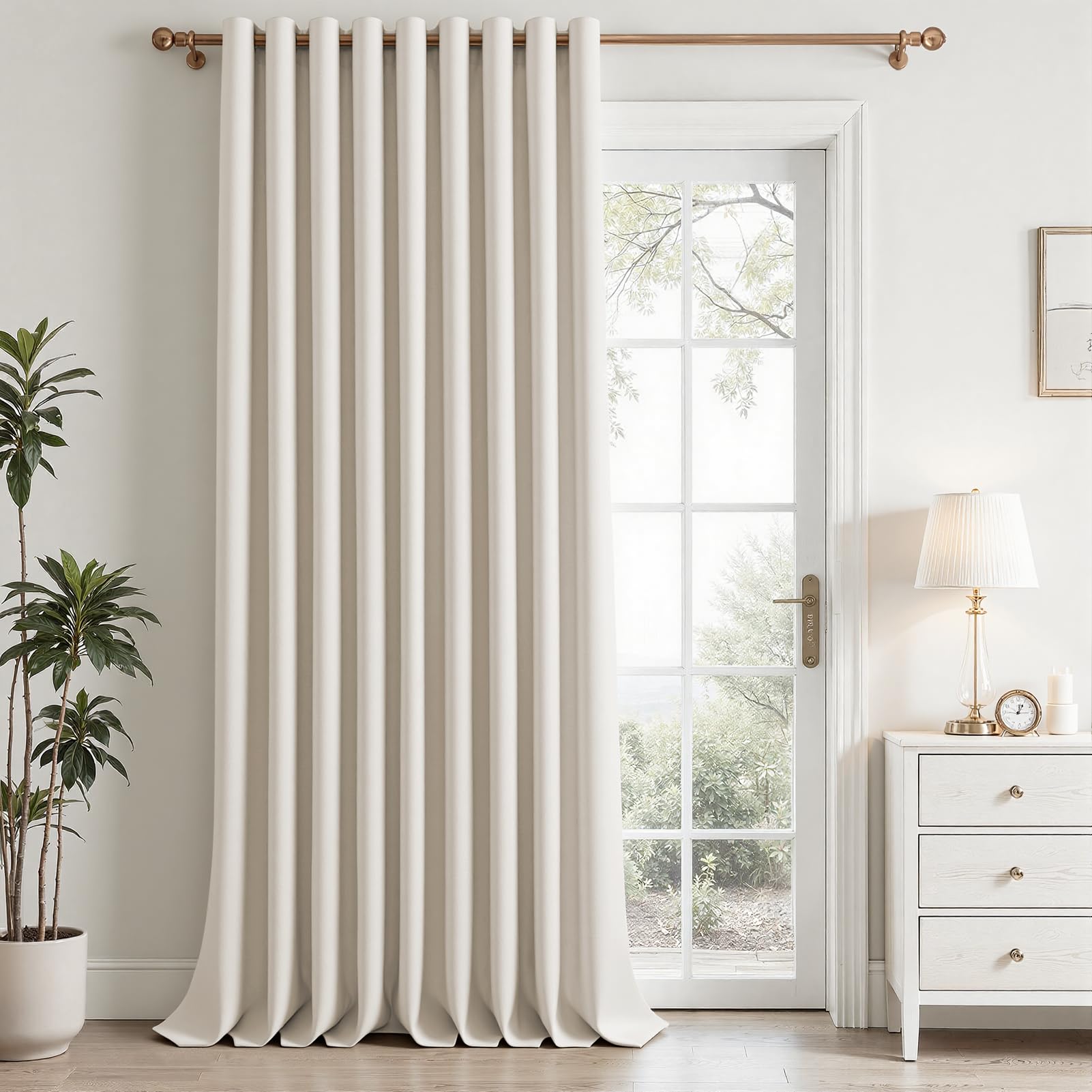 MRTREES Beige Blackout Eyelet Curtain 90x90, Single Thermal Door Curtain for Bedroom and Living Room, 1 Panel 228x228 CM 90x90 Inch Light Beige