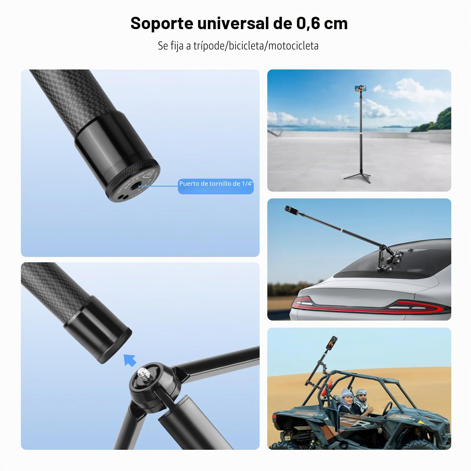 BRDRC Palo selfie de 3 m para Insta360 X5 X4 Air, fibra de carbono invisible de 118 pulgadas, poste de extensión ultra largo invisible para Insta 360 ONE X5 X4 X3 RS, accesorios para DJI OSMO 360 (con