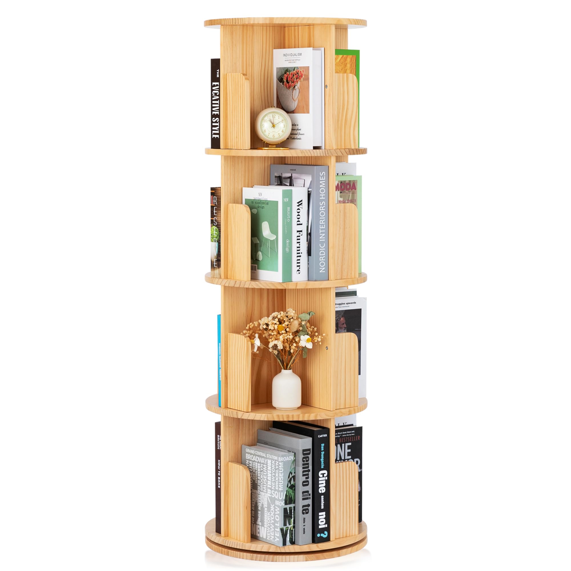 Buy SOLBAKUILT 360°Rotating Bookshelf, 4 Shelf Floor Standing Bookcase