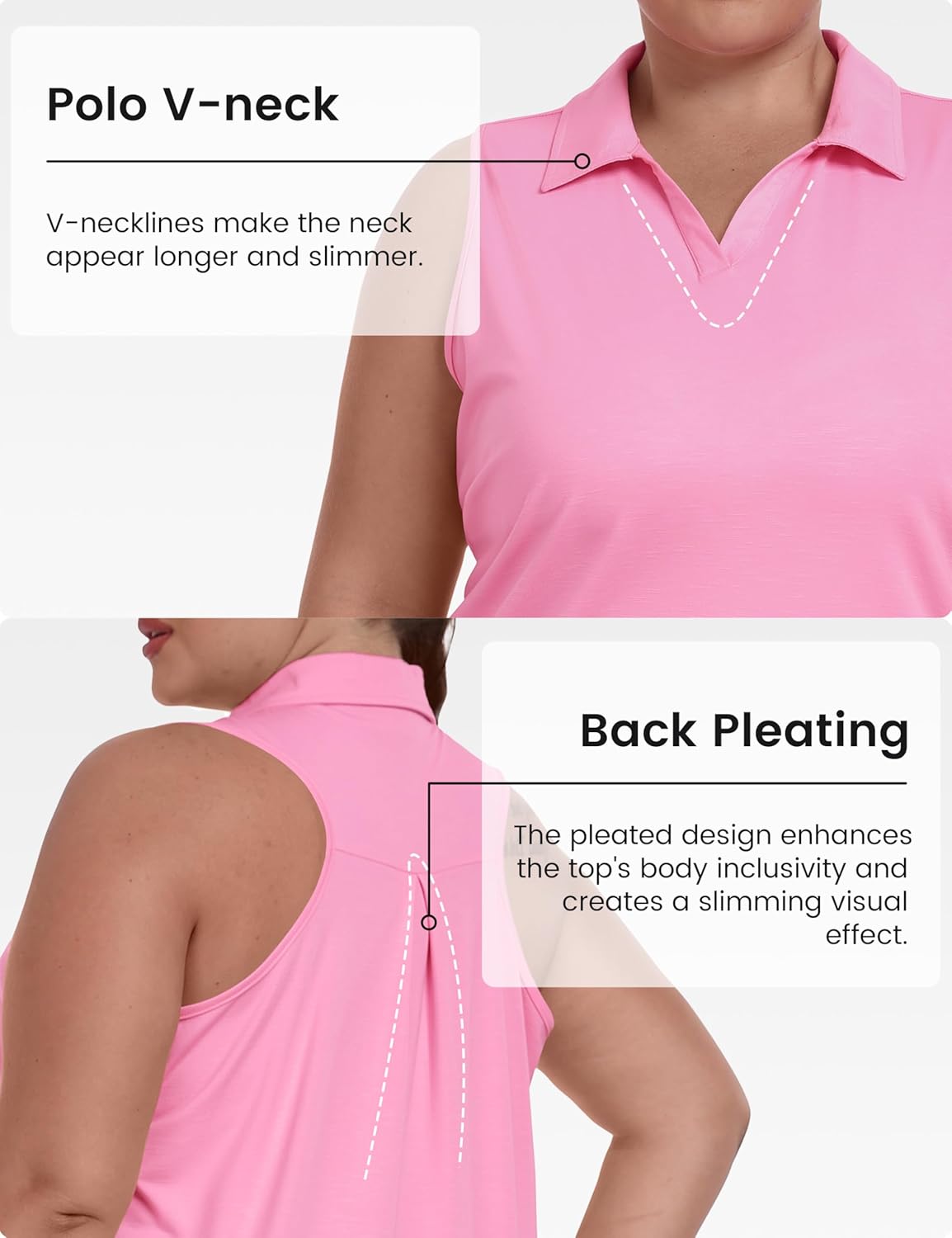 MoFiz Plus Size Sleeveless Tops for Women Stretchy Tennis Pickleball Golf Top Dry Fit Active Racerback Workout Tops Pink 3XL - Image 4