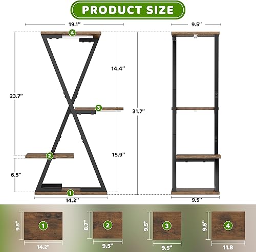 Miniatura 6 de Soporte para plantas de interior con luces de crecimiento, paquete de 2 estantes esquineros para plantas de interior, soporte iluminado de 32