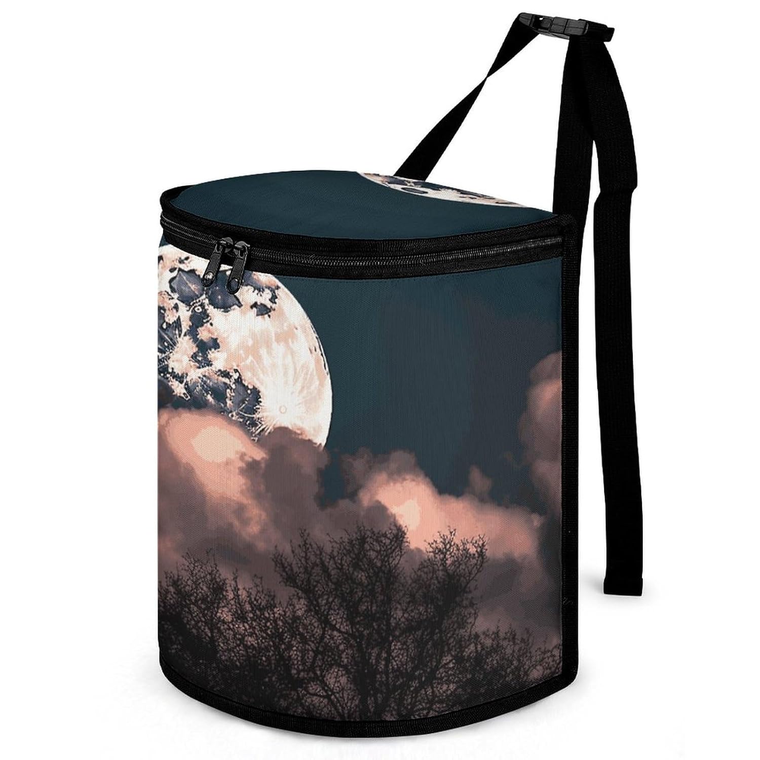 Hanging Car Trash Bag Full Moon Printed Car Garbage Storage Bag Leakproof Car Trash Can Portable Garbage Storage Bags