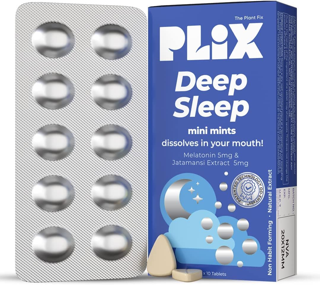 The Plant Fix Plix Melatonin Tablet Deep Sleep Oral Dissolving Mini Mints Effervescent Supporting Restful Sleep | Non Habit Forming | Melatonin And Jatamansi Extracts (5Mg) | Pack Of 1, 30 Mints