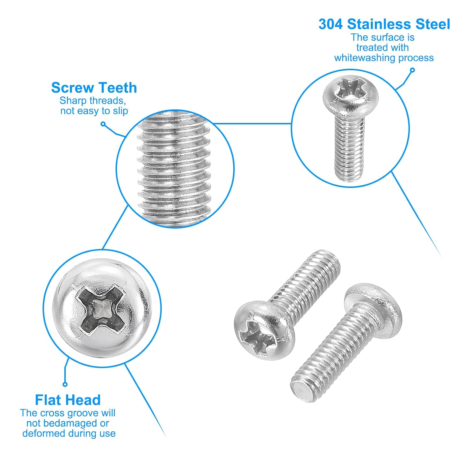 PATIKIL Phillips Pan Head Screws, 120 Pack M2.5-0.45 x 8mm 304 Stainless Steel 18-8 Full Thread, Pan Head Machine Phillips Drive Screw