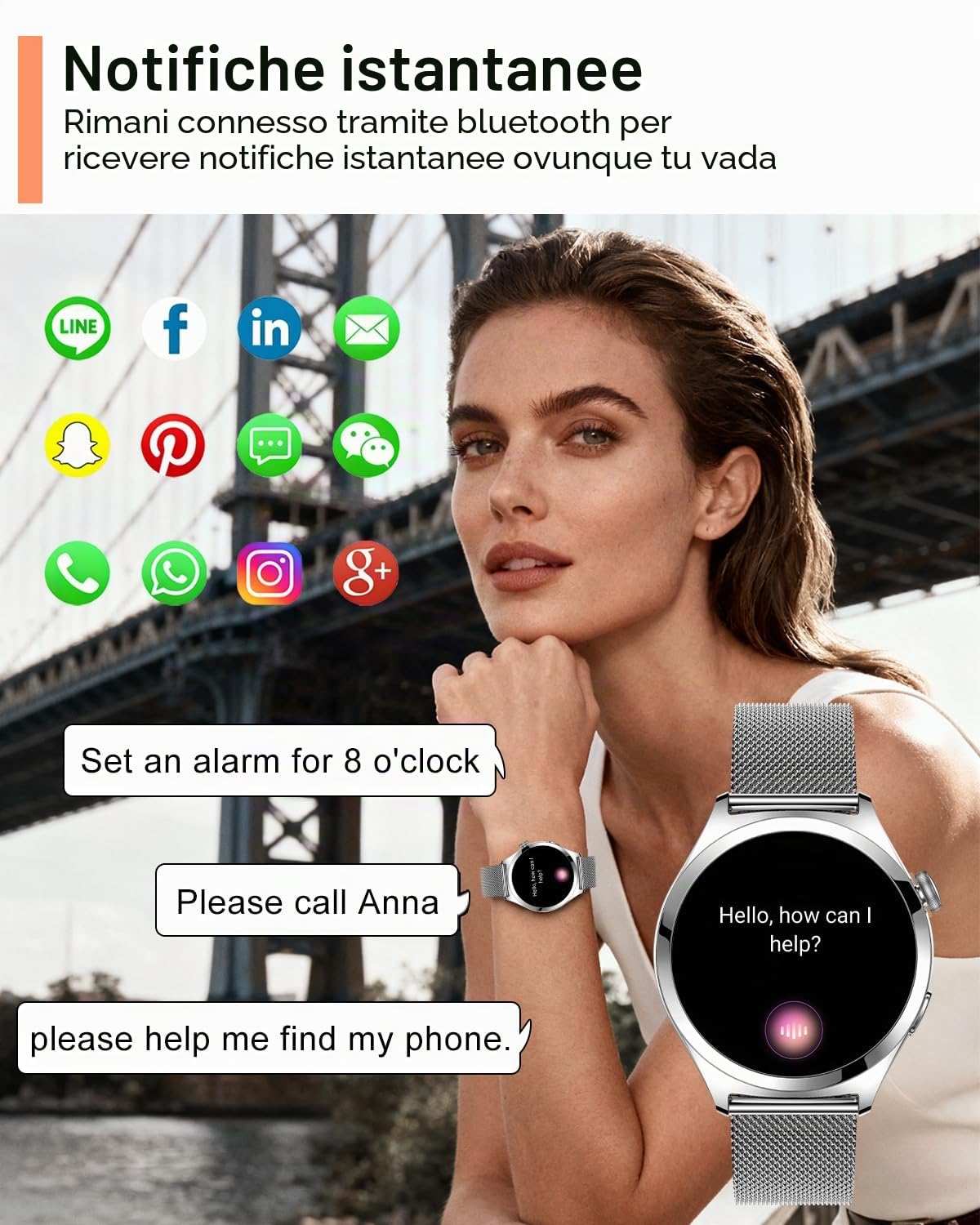 Smartwatch Donna, 1,27” Orologio Smartwatch con Chiamata Bluetooth, 120+ Sport, 24H Frequenza Cardiaca SpO2 Sonno, Fisiologia Feminile, IP68 Impermeabile, Smart Watch per Android iOS Argento