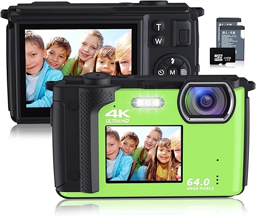 Cámara digital para fotografía NIKICAM 4K 64MP Vlogging Cámara para YouTube con tarjeta SD de 32 GB, cámara de apuntar y disparar con WiFi, cámara