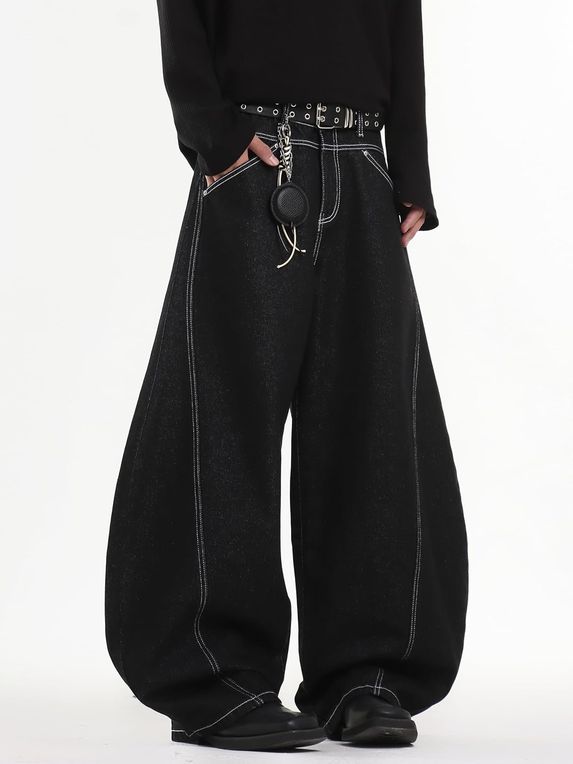 Baggy Barrel Jeans for Men Wide Leg Loose Fit Jeans Y2K Hip Hop Streetwear Denim Pants - Image 3