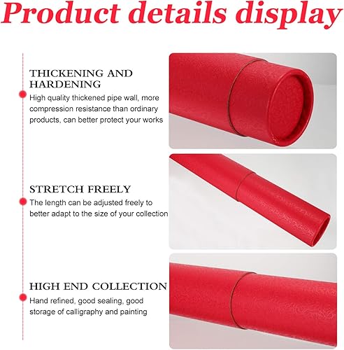 Miniatura 4 de EXCEART Tubo de almacenamiento de papel para póster de documento para planos Impresiones Carteles Objetivos Obras de arte y dibujos Rojo 1,