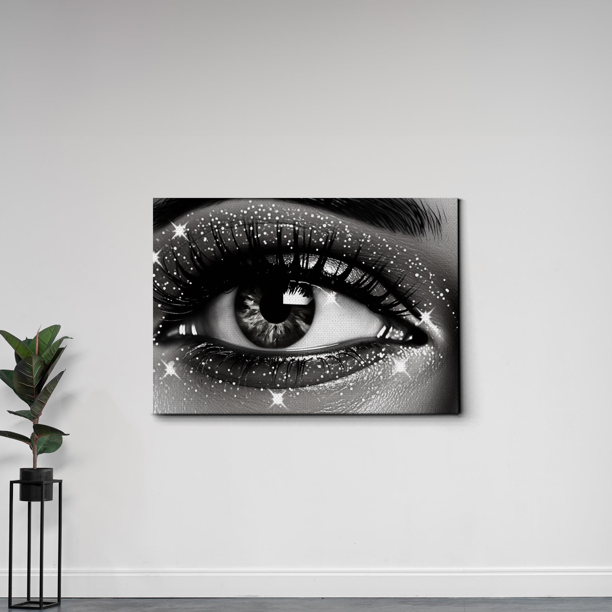 Amazon.com: black and white eyes, in the style of glitter 