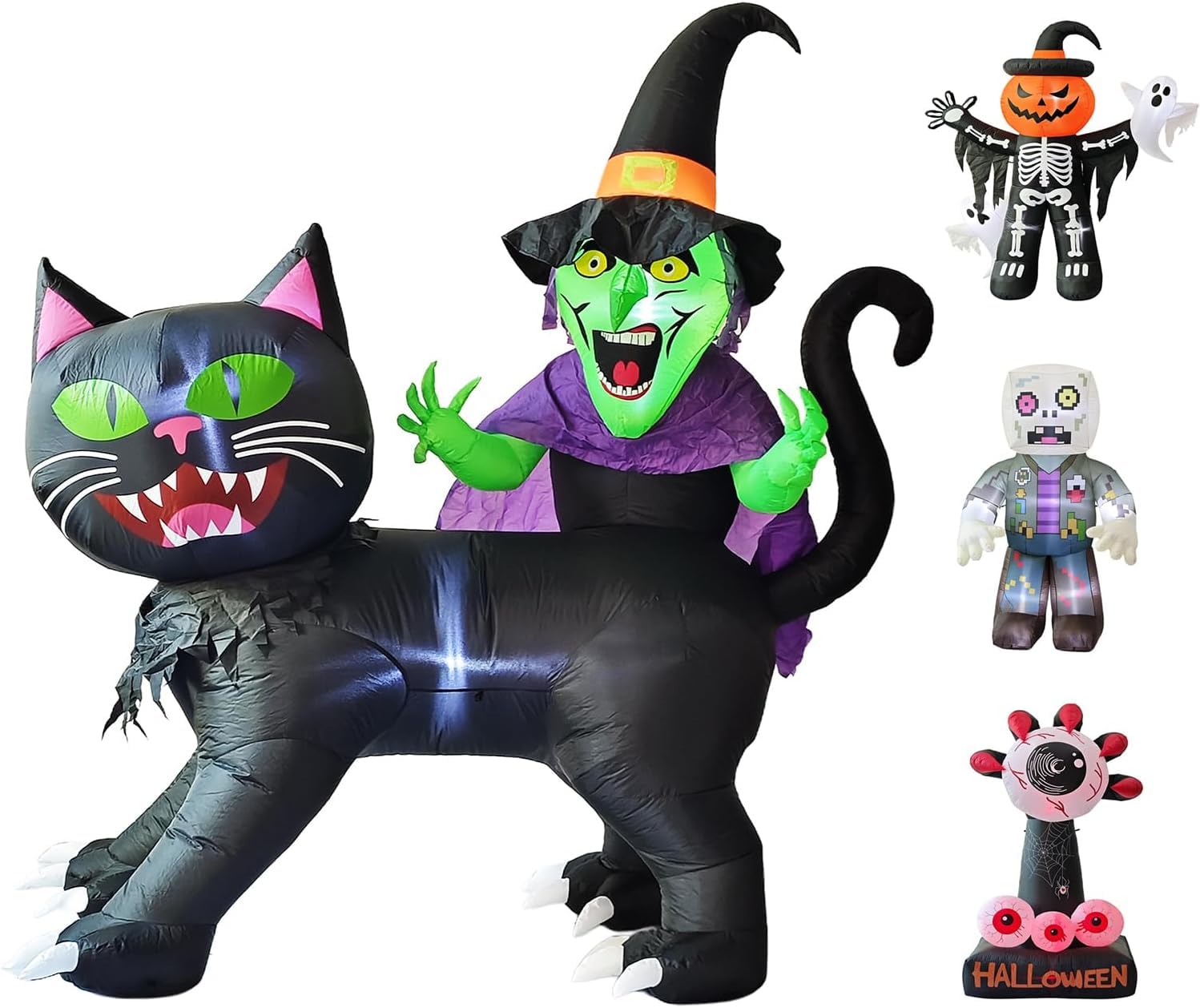 Amazon.com: LANGXUN 8ft Witch Riding Black Cat 2025 Halloween