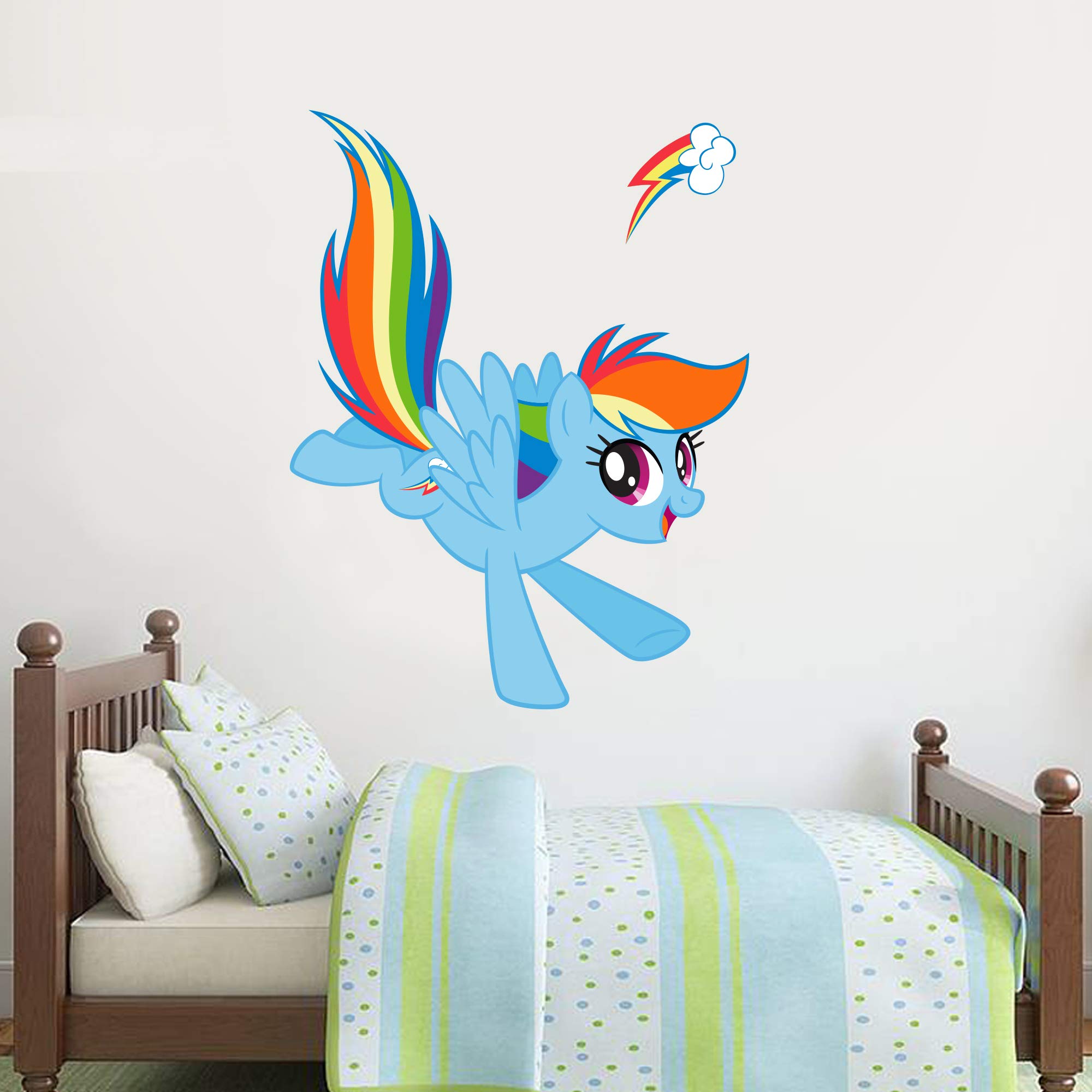 Beautiful Game Rainbow My Little Pony Wall Sticker - Dash Wall Decal Art Vinyl Mural Kids Gift (120Cm Width X 85Cm Height)