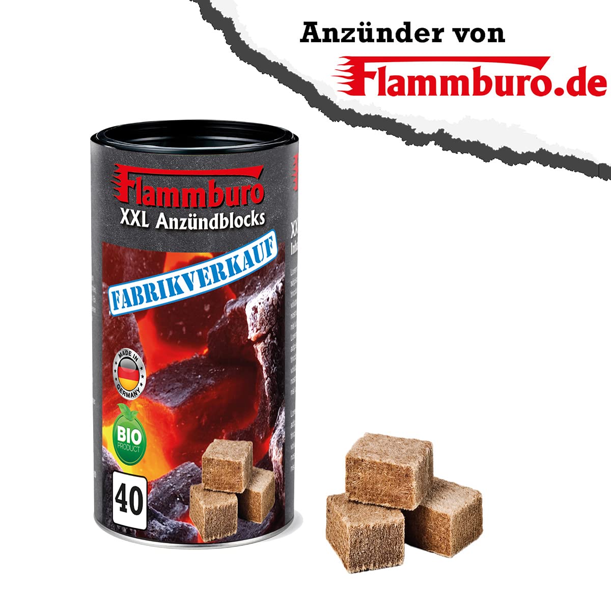 FLAMMBURO 120 accendifuoco ecologico a forma di candela dal produttore tedesco, candele di accensione, accendifuoco, accendino, stufa, cubo di accensione, lana di accensione – Made in Germany