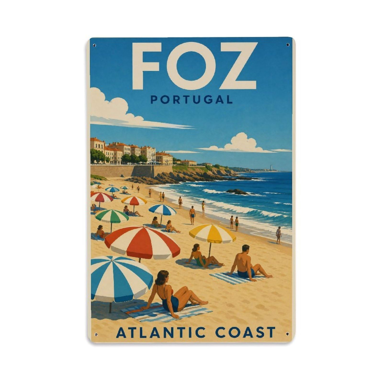 Metal Tin Sign Vintage Travel Portugal Foz
