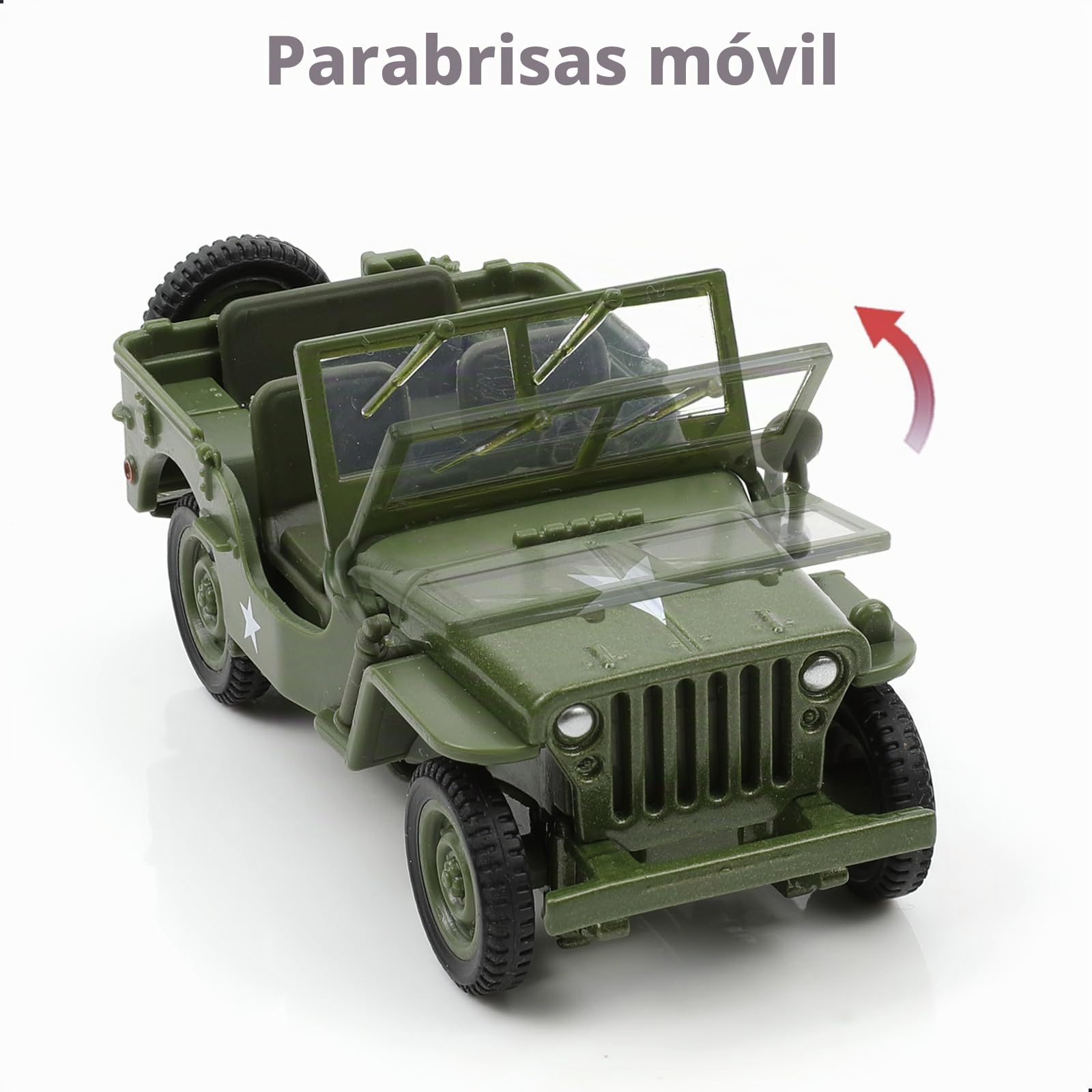 NUOTIE 1/43 Willys MB Jeep - Modelo de coche militar todoterreno | Kit de modelo de metal fundido multifuncional Jeep Military Car para adultos, colección o regalo