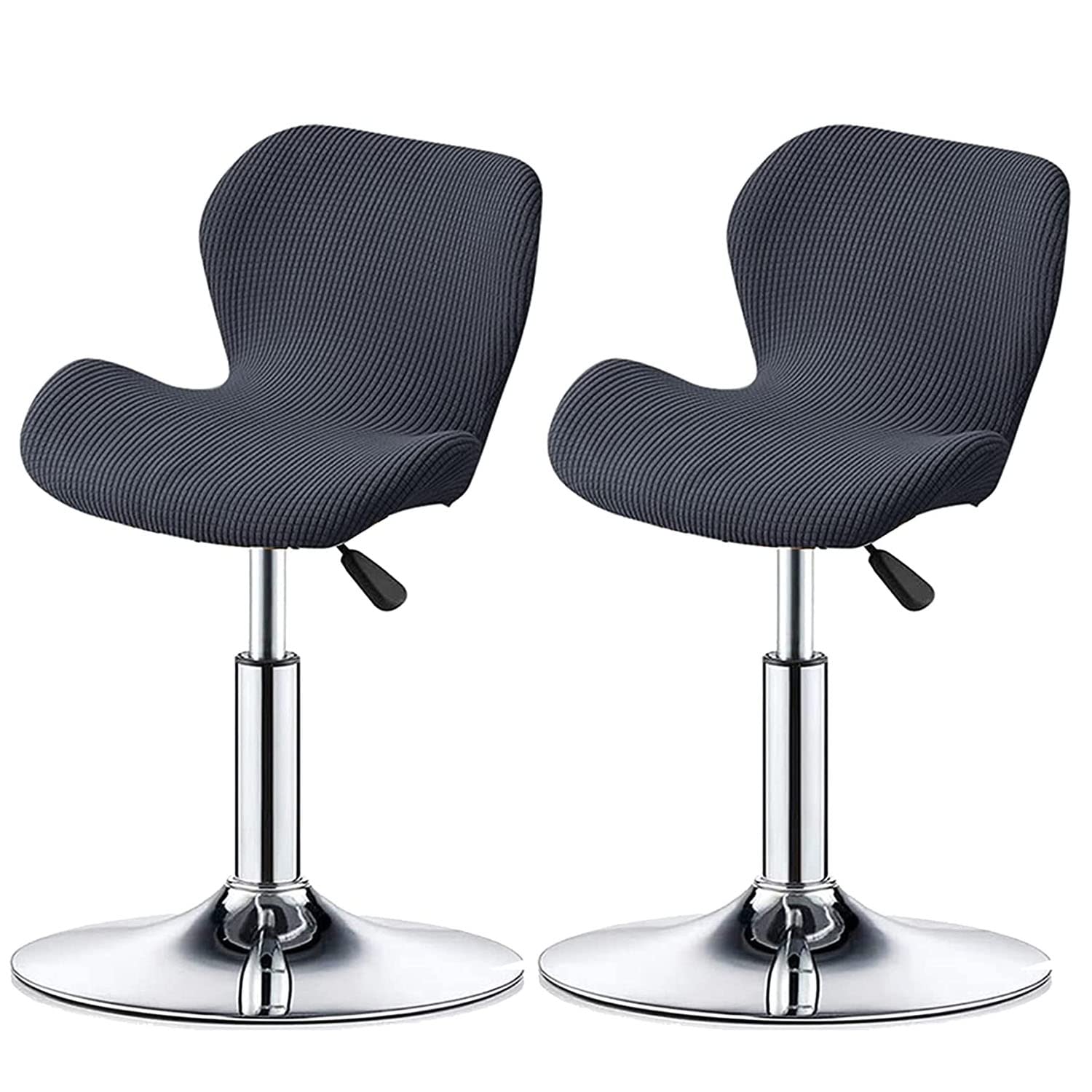 XGANGM Stretch Bar Stools Covers Slipcovers Curved Counter Swivel Pub Bar Chair Slipcovers Set of 2/4/6 Low Back Modern Bar Stools Chairs Protector Covers Kitchen/Dining Room,dark gray,2PCS