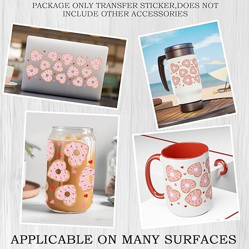 Miniatura 2 de Transferencia de envoltura de vidrio UV DTF  Sublimación Corazón Craft Wrap Transfers Calcomanía de San Valentín calcomanía impermeable para vasos