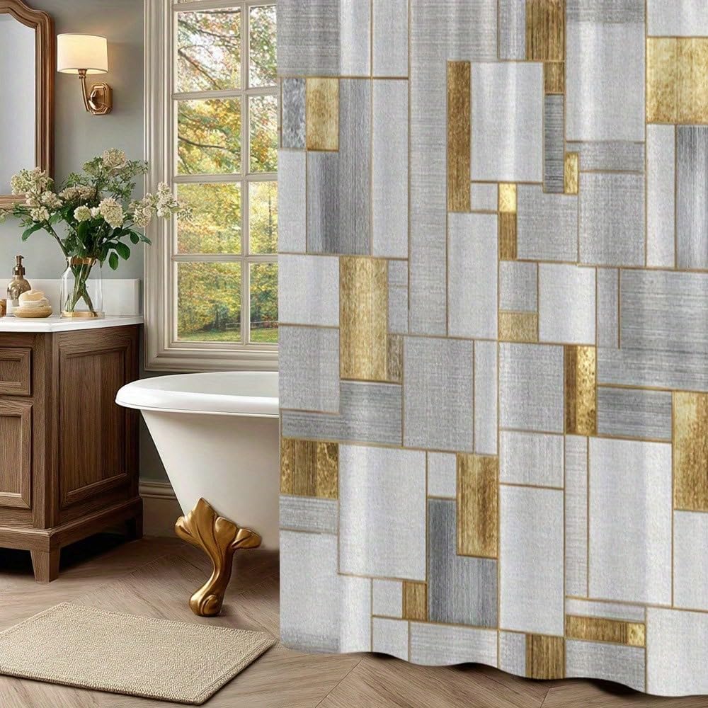 GLKSDLPO Modern Abstract Shower Curtain - 3D Digital Painting Elegant And Golden Bathroom Bath Decor - Bathroom Curtain(200x220cm/79x87in(WxH)
