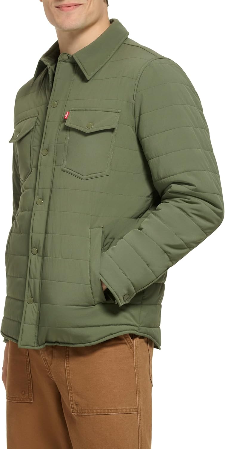 Levi's Mens Quilted Stretch Bomber Shirt Jacket - Image 5