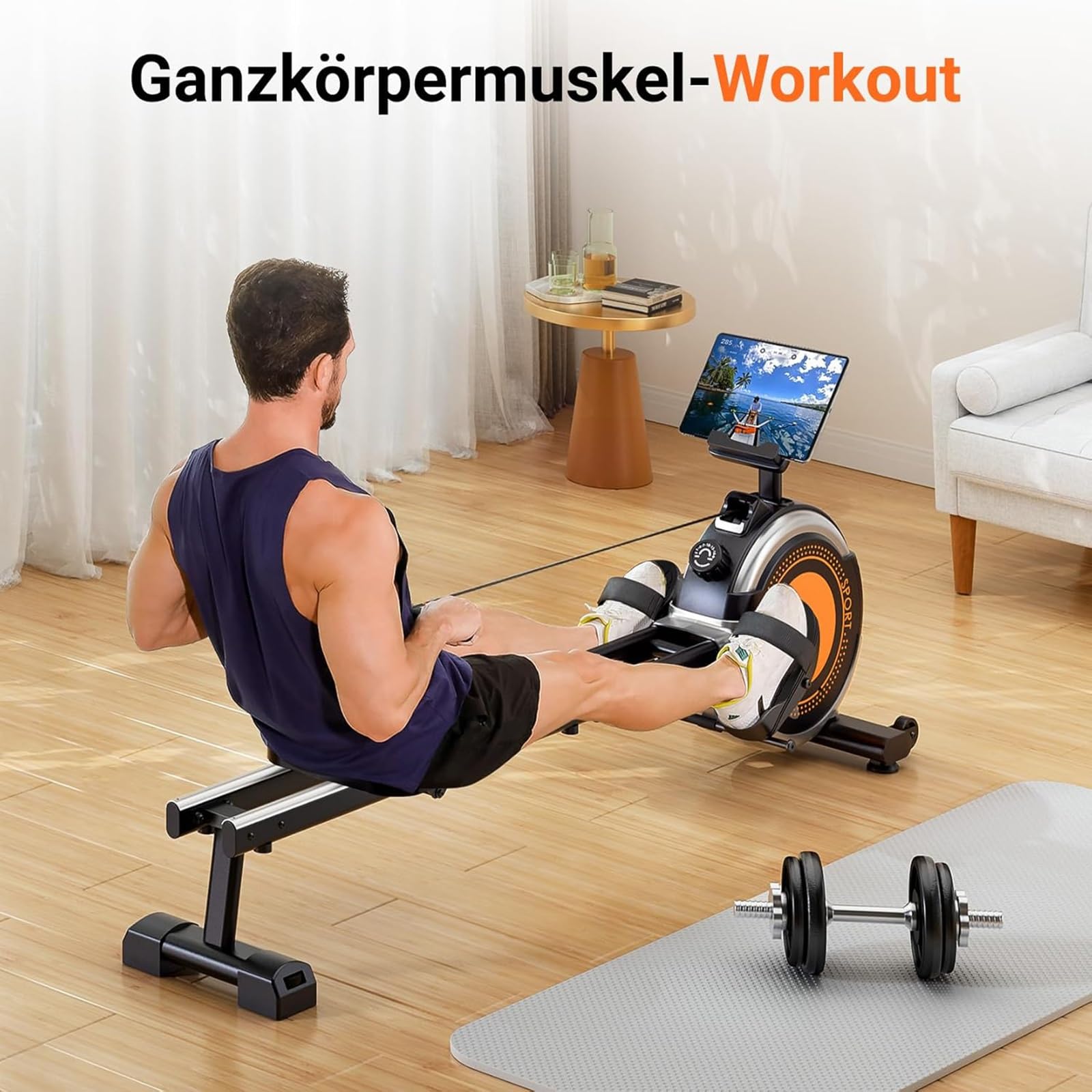 Wioślarz o maksymalnej nośności 160 kg, magnetyczny rower z 16 poziomami oporu i monitorem LCD