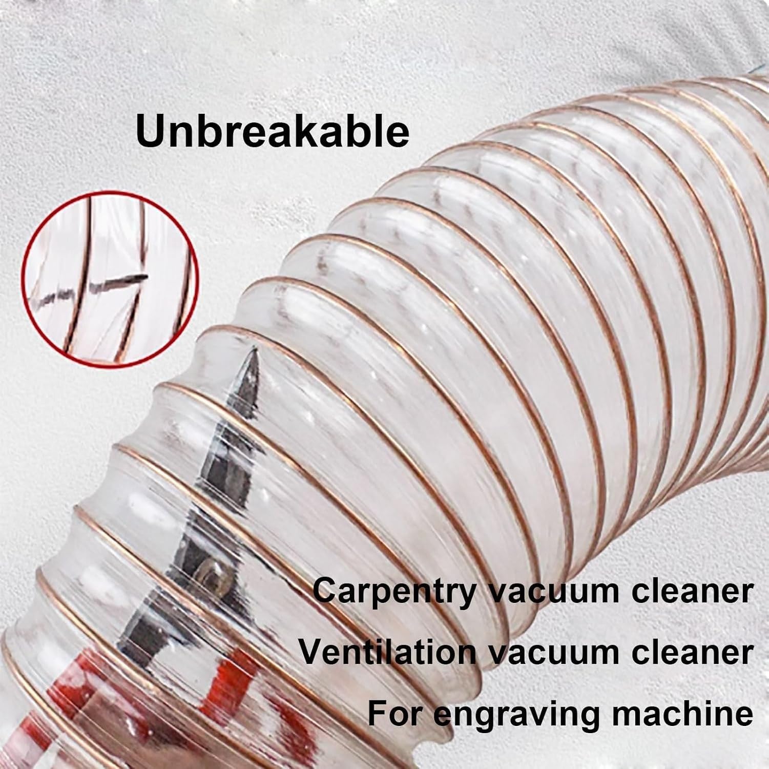 PUR Absaugschlauch 60mm Innendurchmesser, 1m flexibel transparent für Industrie Absauganlage Staubsauger Rohr, 1.5mm, 1.5mm