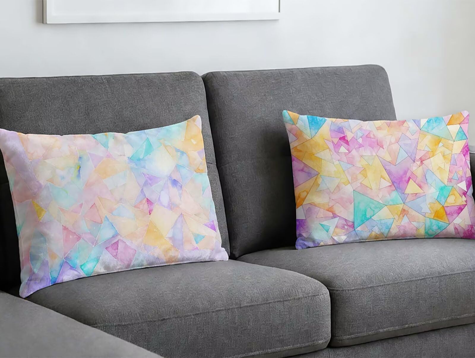 Housse de coussin 60x90 rectangulaire en velours géométrique | Lot de 2