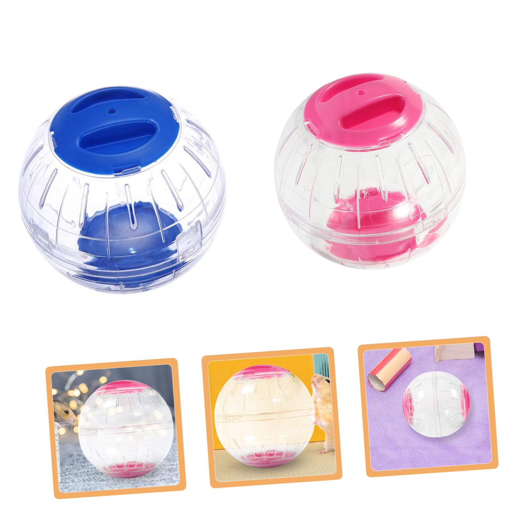 ibasenice 4 Pièces Balle Exercice Transparente pour Petits Animaux Roue Silencieuse Anti-évasion pour Hamster Gerbille Souris et Cochon Activité Sécurisé et Stimulant
