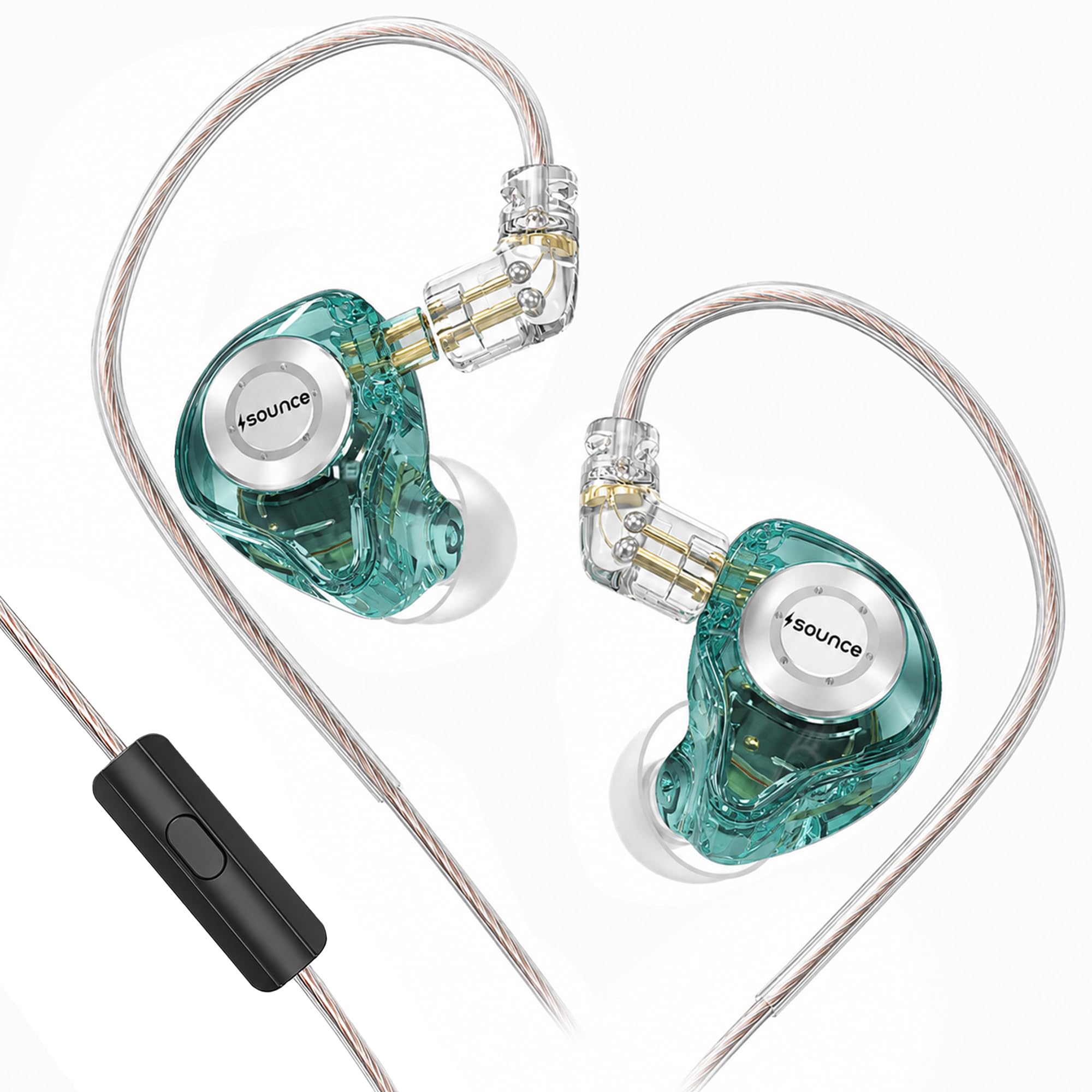 Sounce EDX Pro IEM Earphones HiFi Stereo Detachable Cable, Cyan