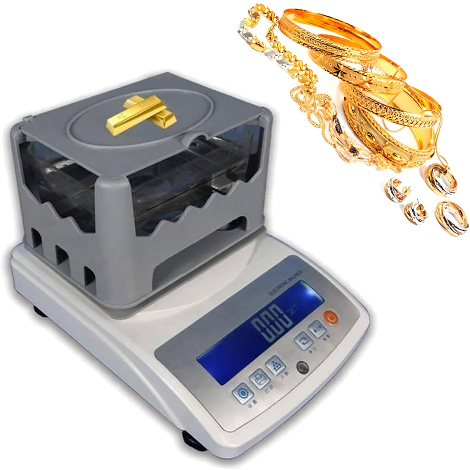 Automatyczny zestaw do testowania złota,miernik gęstości ciał stałych 300g/600g/1200g,do metalowego złota srebrnego platynowego testera gęstości tworzywa sztucznego Densytomierz(300A)