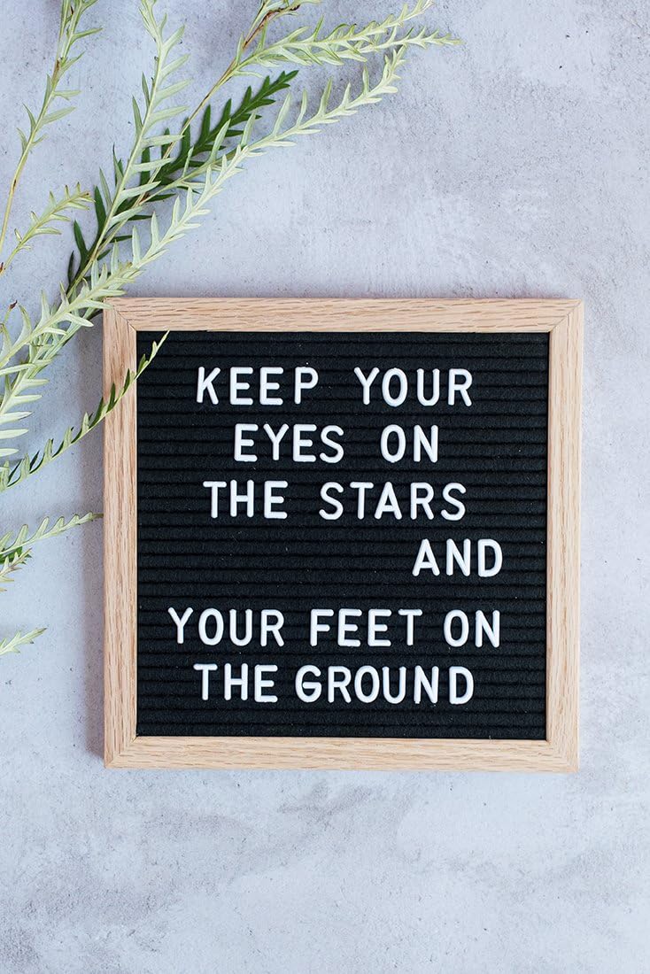 Letter Board - Improved Gray Felt Letter Board 10x10 inches - Wooden Letter Board - Personalized Message Board with 340 Changeable Letters Emojis Numbers with Bag and Premium Oak Frame and Wall Mount