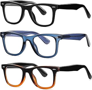 bullabulling Retro Square Oversized Reading Glasses for Women Blue Light Blocking Computer Readers Spring hinge (black/blue/black tea, 2.0, multiplier_x)