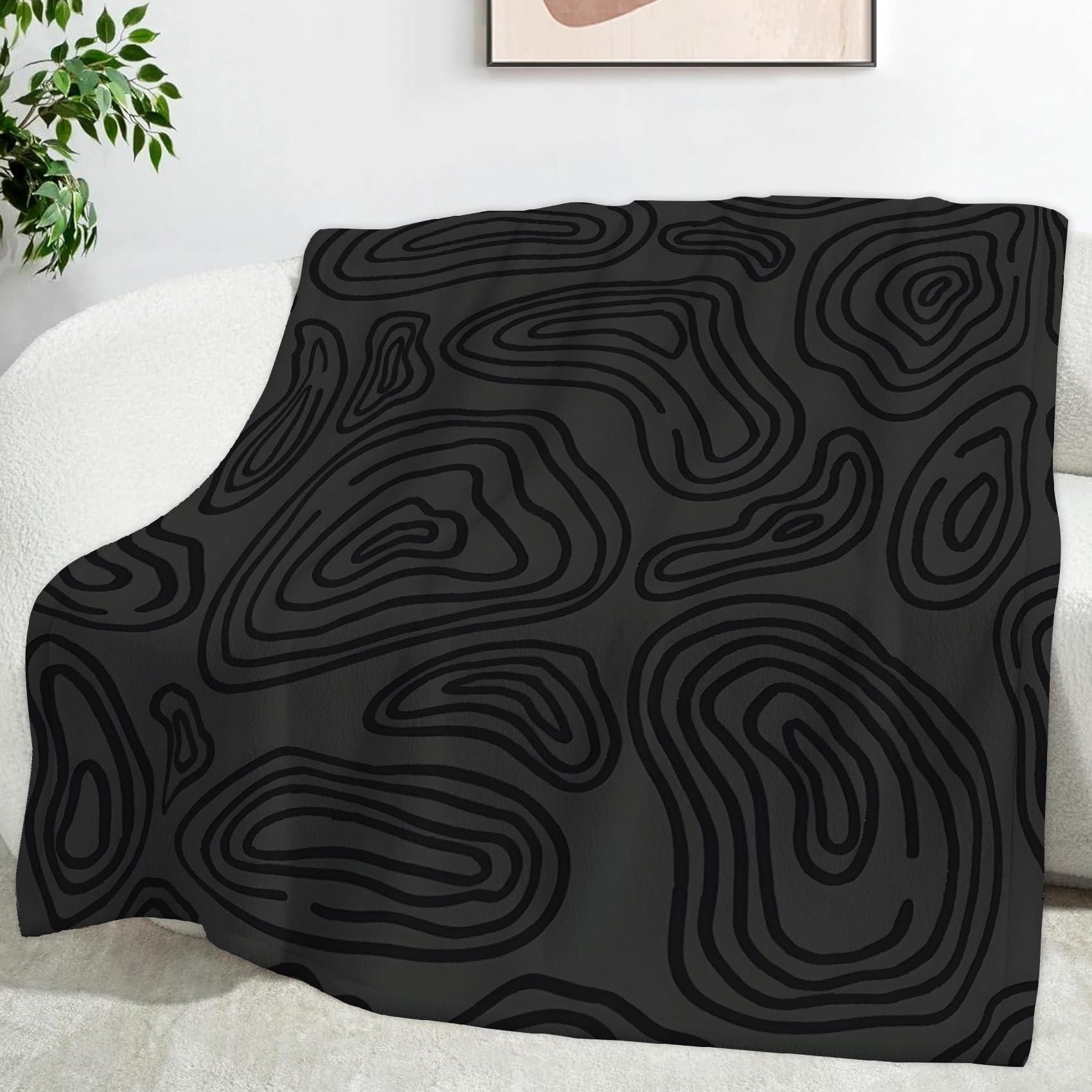 Plaid microfibre thermique haut de gamme couverture flanelle design topographique chic
