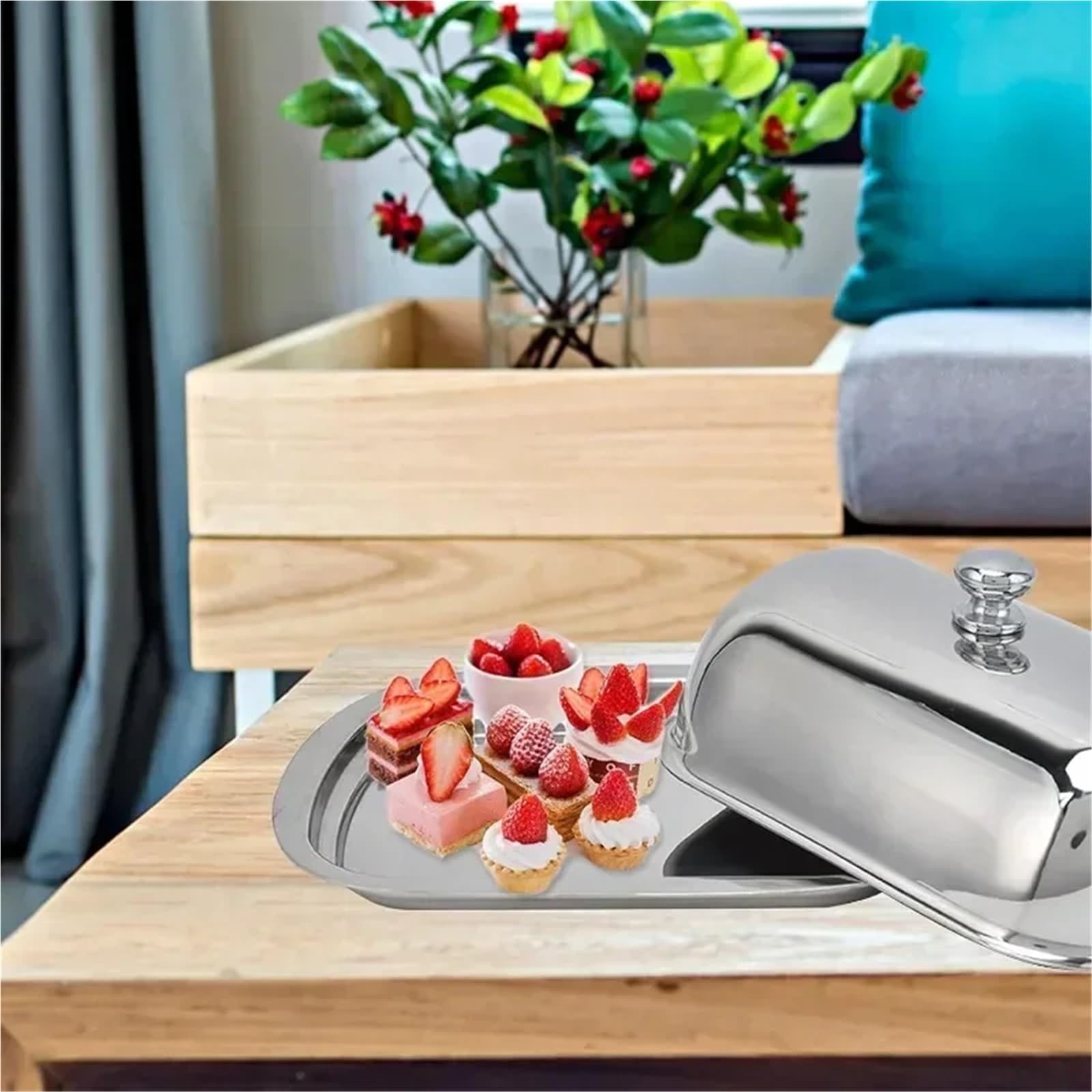 Contenitore for burro, contenitore for con coperchio, for pane e , for biscotti Per Vasellame(Stainless steel lid)