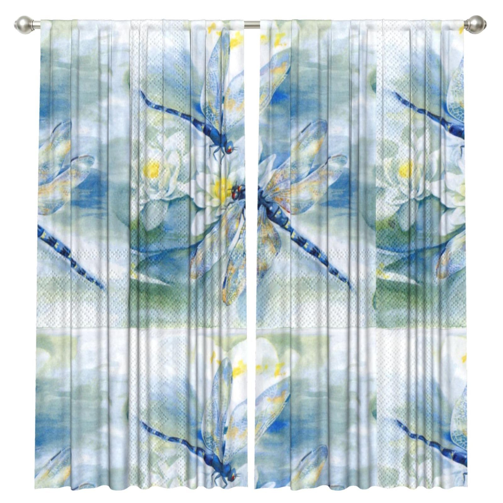 InOmak Dragonfly, 2 Panels Window Curtains 52 x 84 Inch Blackout Curtains for Living Room Bedroom