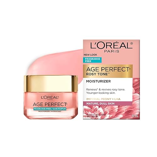 LOreal Paris Skin Care - Hidratante facial para rostro tono rosa perfecto para la edad sin fragancia hidratante para la cara con LHA y peonía