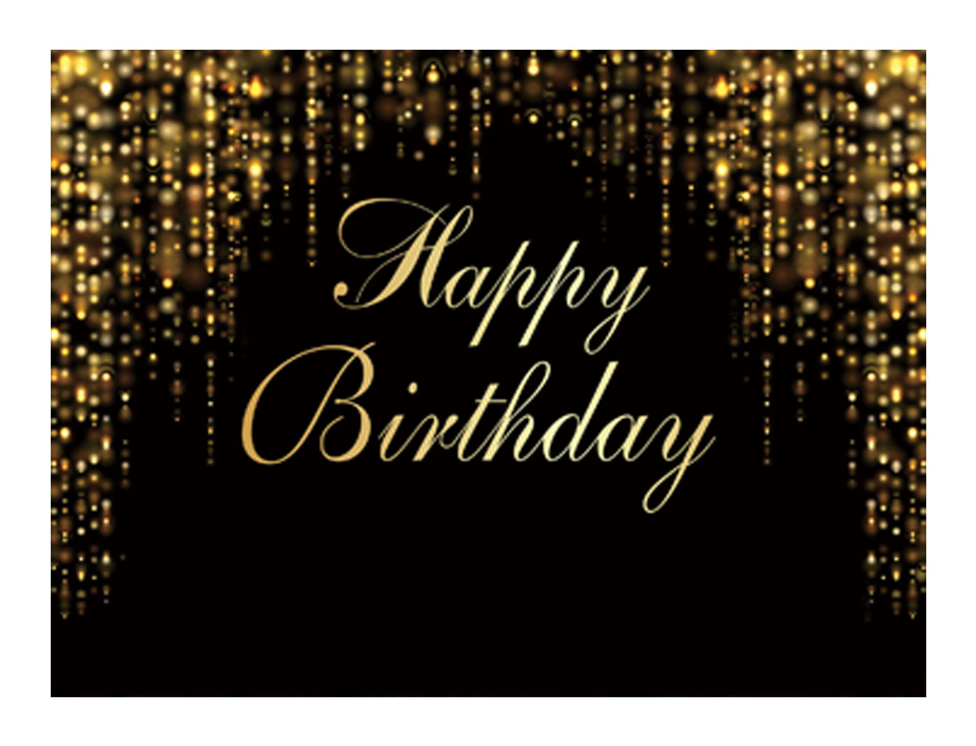 Funnytree 96" x 72" Happy Birthday Party Backdrop Black and Gold Glitter Bokeh Sequin Spots Photography Background Golden Sparkle Shining Dots Baby